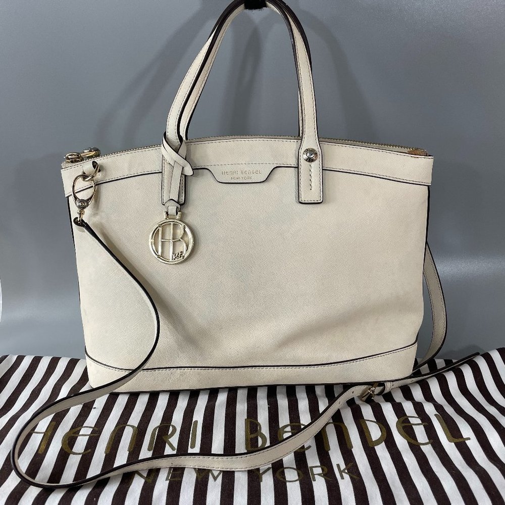 Henri Bendel Cream Satchel with Gold Accents